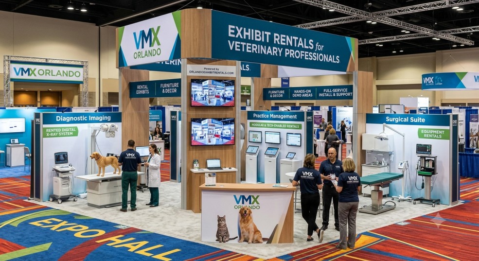 a custom-designed VMX Orlando exhibit booth